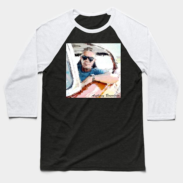 Anthony Bourdain Baseball T-Shirt by 404pageNotfound